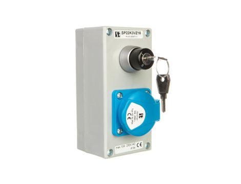 Kaseta sterownicza z przyciskiem SP22-SAA i z gniazdkiem VZ16 230V SP22K3VZ1601-1