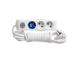 Przedłużacz Przenośny 3-Krotny Z Uziemieniem, Wyłącznikiem I Przesłonami Styków 5m, Kolor Biały / Wlta0635-2wh
