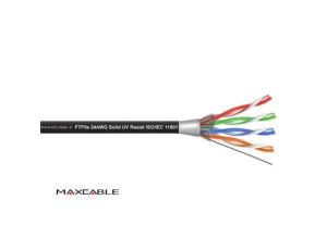 Przewód FTP5E drut Cu UV czarny 305m MAXCABLE