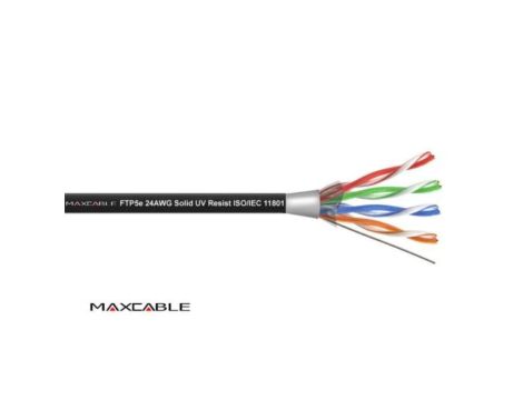 Przewód FTP5E drut Cu UV czarny 305m MAXCABLE