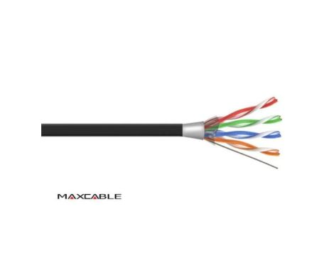 Przewód FTP6 drut Cu UV czarny 305m MAXCABLE