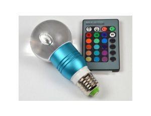 Żarówka LED Gais E27 3W RGB z pilotem niebieska-