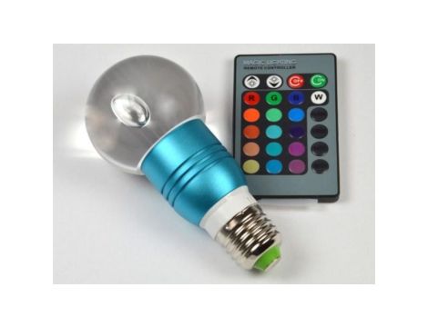Żarówka LED Gais E27 3W RGB z pilotem niebieska-