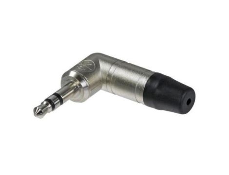 NEUTRIK Wtyk kątowy srebrny Audio AUX mini Jack 3,5mm Stereo na kabel do 4,5mm pozłacany czarny NTP3RC