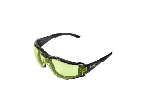 Okulary ochronne z wkładką piankową, żółte soczeki, odporność FT 97-521 NEO