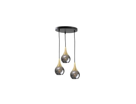 Lampa wisząca nowoczesna 3x E27 LACRIMA SMOKY/GOLD