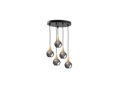 Lampa wisząca nowoczesna 5xE27 LACRIMA SMOKY/GOLD