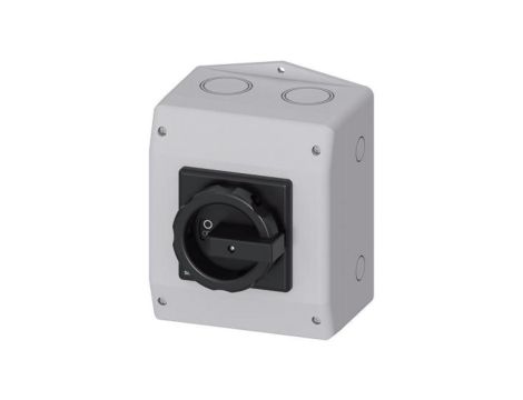 Rozłącznik główny w obudowie 6P 25A 9.5kW AC23A 400V styki pom 1Z 1R pokrętło czarne 3LD2165-4VD51