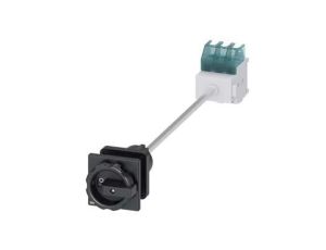 Rozłącznik główny 3P 32A 11.5kW AC23A 400V montaż na płycie z wałkiem pokrętło czarne otwór centralny 22.5 mm 3LD2244-0TK51