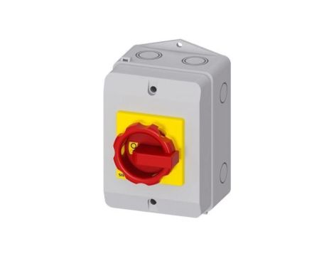 Rozłącznik główny/awaryjny w obudowie 3P 16A 7.5kW AC23A 400V styki pom 1Z 1R pokrętło żółto-czerwone 3LD2064-1GP53