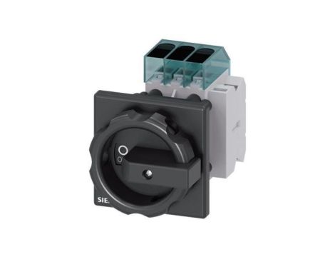 Rozłącznik główny 3P 63A 22kW AC23A 400V styki pom 1Z 1R montaż tablicowy pokrętło czarne piórkowe otwór 22.5mm 3LD3454-1TK51