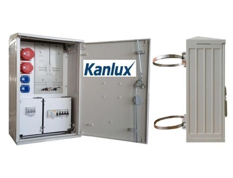 Rozdzielnica elektryczna budowlana na słup (2x2P+Z, 1x16A/5P, 1x32A/5P) RB40x60-K40-00112W-SL-KANLUX