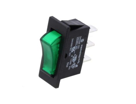 1634202-6 ROCKER SPST Poz: 2 ON-OFF 10A/250VAC czarny żarówka 50m PRG
