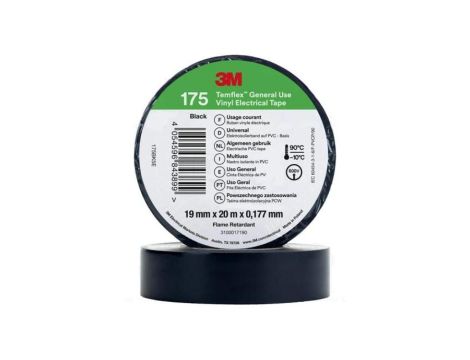 175BK5E Taśma: elektroizolacyjna W: 19mm L: 20m Thk: 0,19mm czarny 200