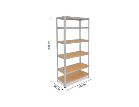 REGAŁ 6-POZIOMOWY 200 x 90 x 40CM UDŹWIG PÓŁKI: 175 KG GWI0650 CHOMIK