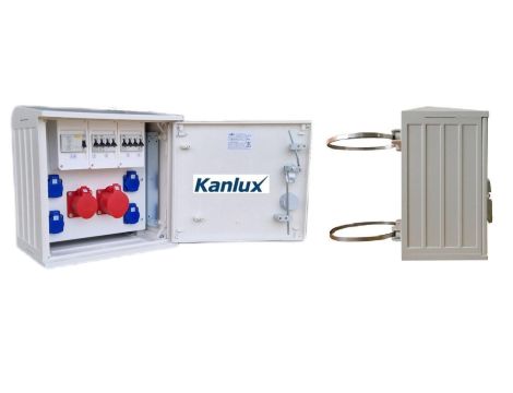 Rozdzielnica budowlana na słup (4X2P+Z, 1X16A/5P, 1X32A/5P) KANLUX RB40x40-K40-00114W-S0-KANLUX