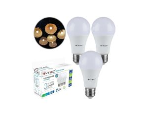 Żarówka LED E27 230V 9W 806lm 4000K IP20 barwa neutralna NW V-TAC VT-1900 3 sztuki
