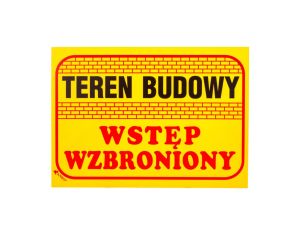 Tabliczka ostrzegawcza PCV /Teren budowy wstęp wzbroniony 350x250/ B16/L/P