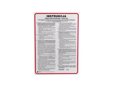 Tabliczka ostrzegawcza PCV /Instrukcja przeciwpożarowa ogólna/ IP02/P
