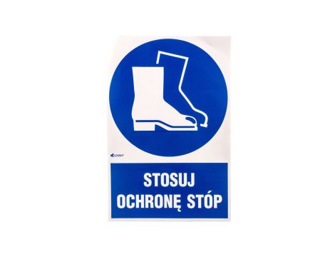 Samoprzylepna tabliczka ostrzegawcza /Stosuj ochronę stóp z podpisem/ IM/008/1/C1/F