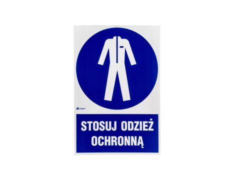 Samoprzylepna tabliczka ostrzegawcza /Stosuj odzież ochronną z podpisem/ IM/010/1/C1/F