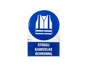 Samoprzylepna tabliczka ostrzegawcza /Stosuj kamizelkę ochronną z podpisem/ IM/015/1/C1/F