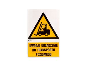 Samoprzylepna tabliczka ostrzegawcza /Ostrzeżenie przed urządzeniami do transportu poziomego z podpisem/ IW/014/1/C1/F