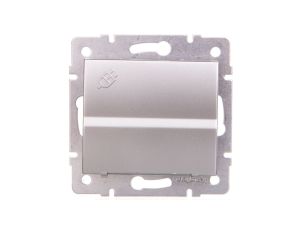LOGI Gniazdo hermetyczne z klapką 2P+Z IP44 Schuko śrubowe 16A 250V Srebrny 25205