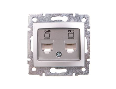 DOMO Gniazdo komputerowe podwójne niezależne 2x RJ45Cat 6 Jack srebrne 011420043 24874