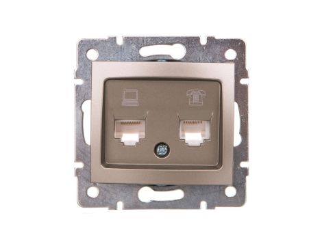 DOMO Gniazdo teleinformatyczne RJ45 Cat 5e+RJ11 szampańskie 011430050 25052