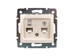 DOMO Gniazdo teleinformatyczne RJ45 Cat 6+RJ11 kremowe 011440003 24817