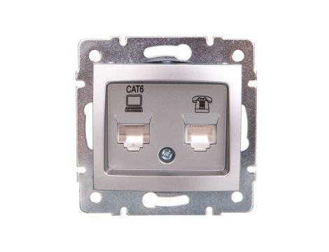 DOMO Gniazdo teleinformatyczne RJ45 Cat 6+RJ11 srebrne 011440043 24876