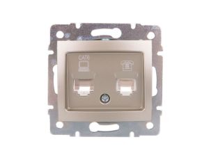 DOMO Gniazdo teleinformatyczne RJ45 Cat 6+RJ11 szampańskie 011440050 25053