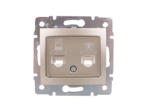 DOMO Gniazdo teleinformatyczne RJ45 Cat 6+RJ11 szampańskie 011440050 25053