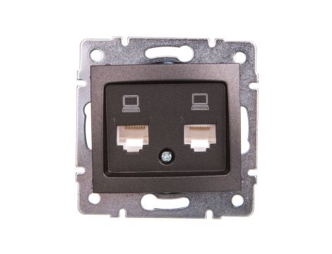 DOMO Gniazdo komputerowe podwójne niezależne 2x RJ45Cat 5e Jack grafit 011410041 24932