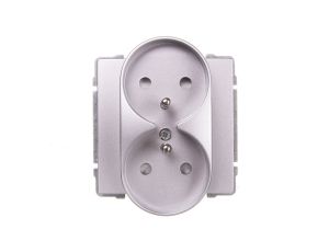 KOS66 Gniazdo podwójne z/u z przesłonami aluminium 664047