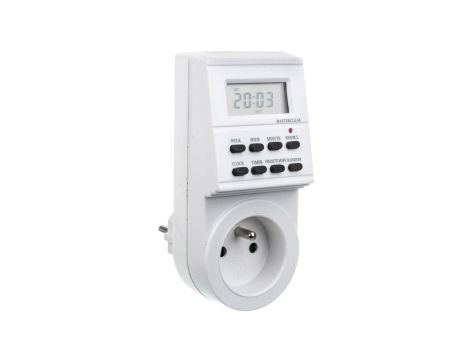Programator czasowy tygodniowy, elektroniczny, max. 3500W, AC220-240V, 50/60Hz, IP20, biały