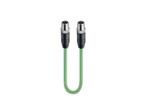 Kabel Fast Ethernet konfekcjonowany obustronnie złącza M12 / M12 męskie 4-PINowe kodowanie D zielony PUR 0985 342 108/2 M