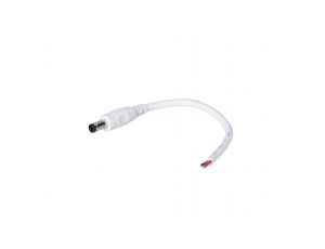 Wtyk DC 5.5x2.1 przewód biały 15cm 18awg