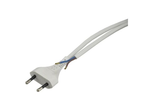 Przewód z wtyczka prostą 2x0.75 2mb biały