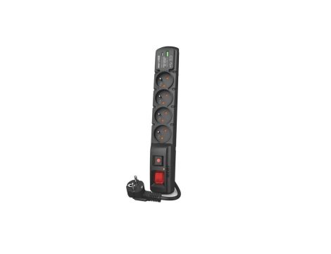 Przedłużacz elektryczny Listwa zasilająca antyprzepięciowa ACAR F4 na 4 gniazd 2P+Z + ładowarka QC USB A+C z wyłącznikiem czarna