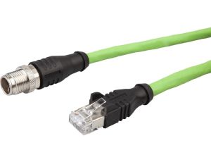 Kabel danych, kabel połączeniowy, 2 m, wtyczka M12 8-stykowa prosta, wtyczka RJ45 8-stykowa prosta, ekranowany VK208F28