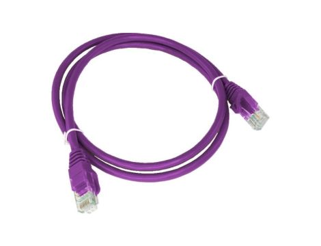 Patchcord U/UTP kat.6A kabel sieciowy LAN 2x RJ45 linka LSOH fioletowy 0,25m Alantec