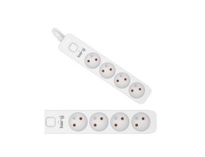 KERG Przedłużacz 4-gniazda z/u biała z wyłącznikiem 1,5m M02391