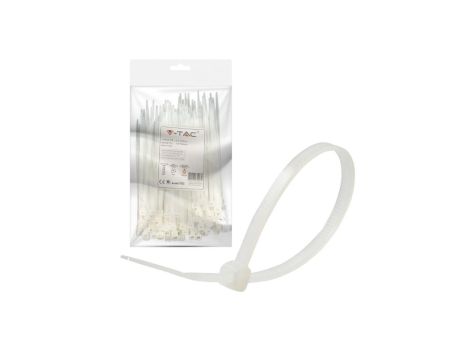 Opaski zaciskowe kablowe 4,5x150mm 100szt. biała VT-6129 V-TAC