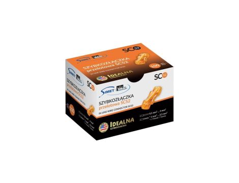 IDEALNA Szybkozłączka przelotowa 2x 0,5-4mm2 uniwersalna bezhalogenowa (na drut / na linkę) 450V/32A SIMET 100szt.