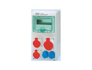 Rozdzielnica RSS-02 okienko 8 mod okablowana 1x63A 3P+N+Z 400V 1x32A 3P+N+Z 400V, 1x16A 3P+N+Z 400V, 2x16A 2P+Z 250V IP44 942023