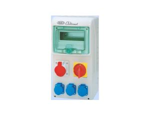 Rozdzielnica RSS-02 z rozłącznikiem 0-1 63A okienko 8 modułów okablowana 1x16A 3P+N+Z 400V, 3x16A 2P+Z 250V IP44 942027