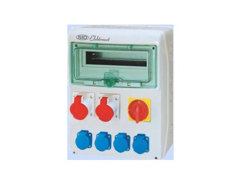 Rozdzielnica RSS-04 z rozłącznikiem 0-1 100A okienko 12 modułów okablowana 2x16A 3P+N+Z 400V, 4x16A 2P+Z 250V IP44 942046