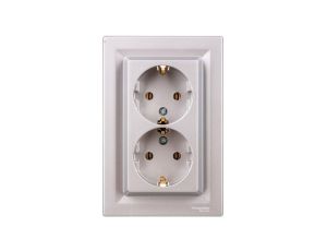 Gniazdo podwójne Asfora SCHUKO aluminium z ramką EPH9900161